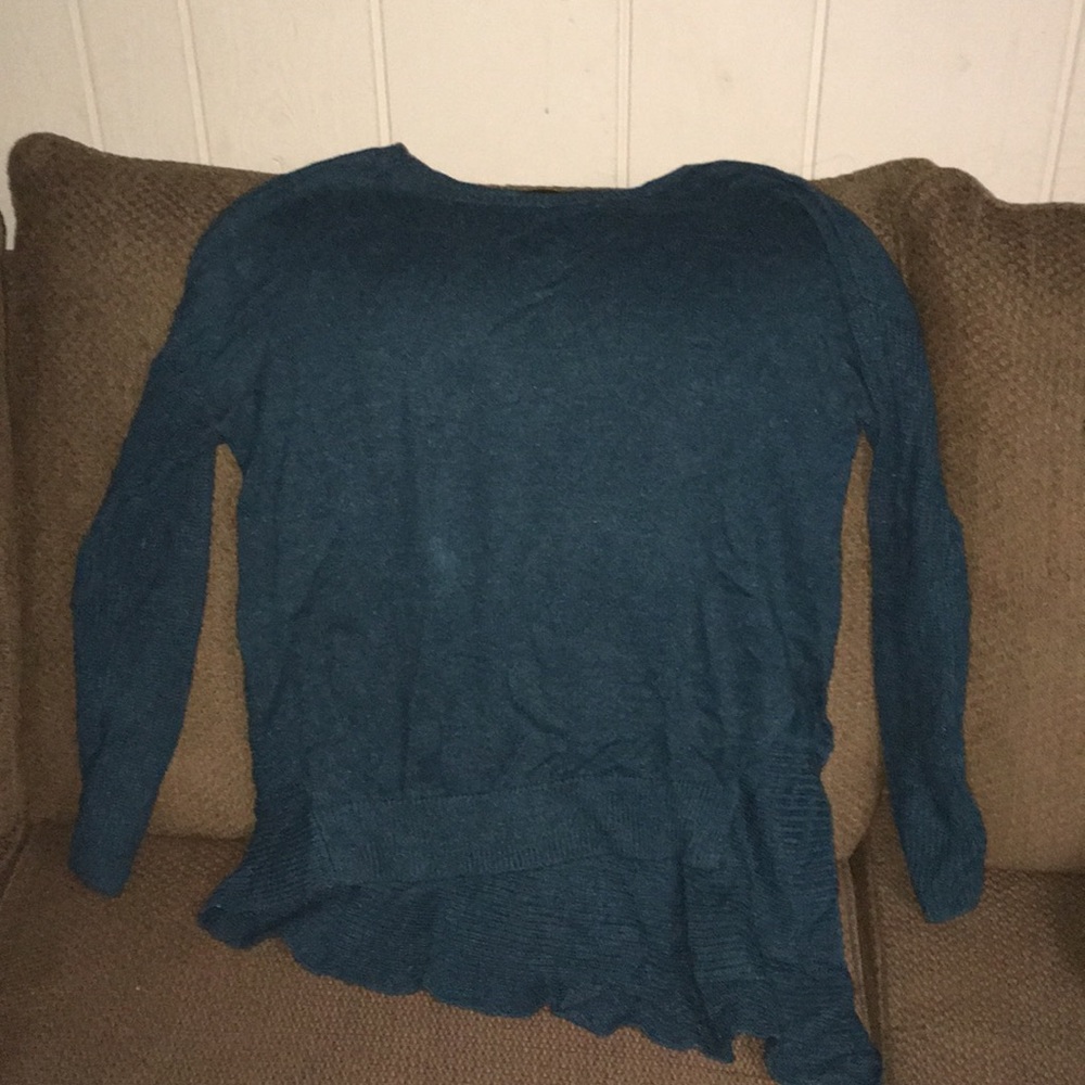 Asymmetrical turquoise sweater